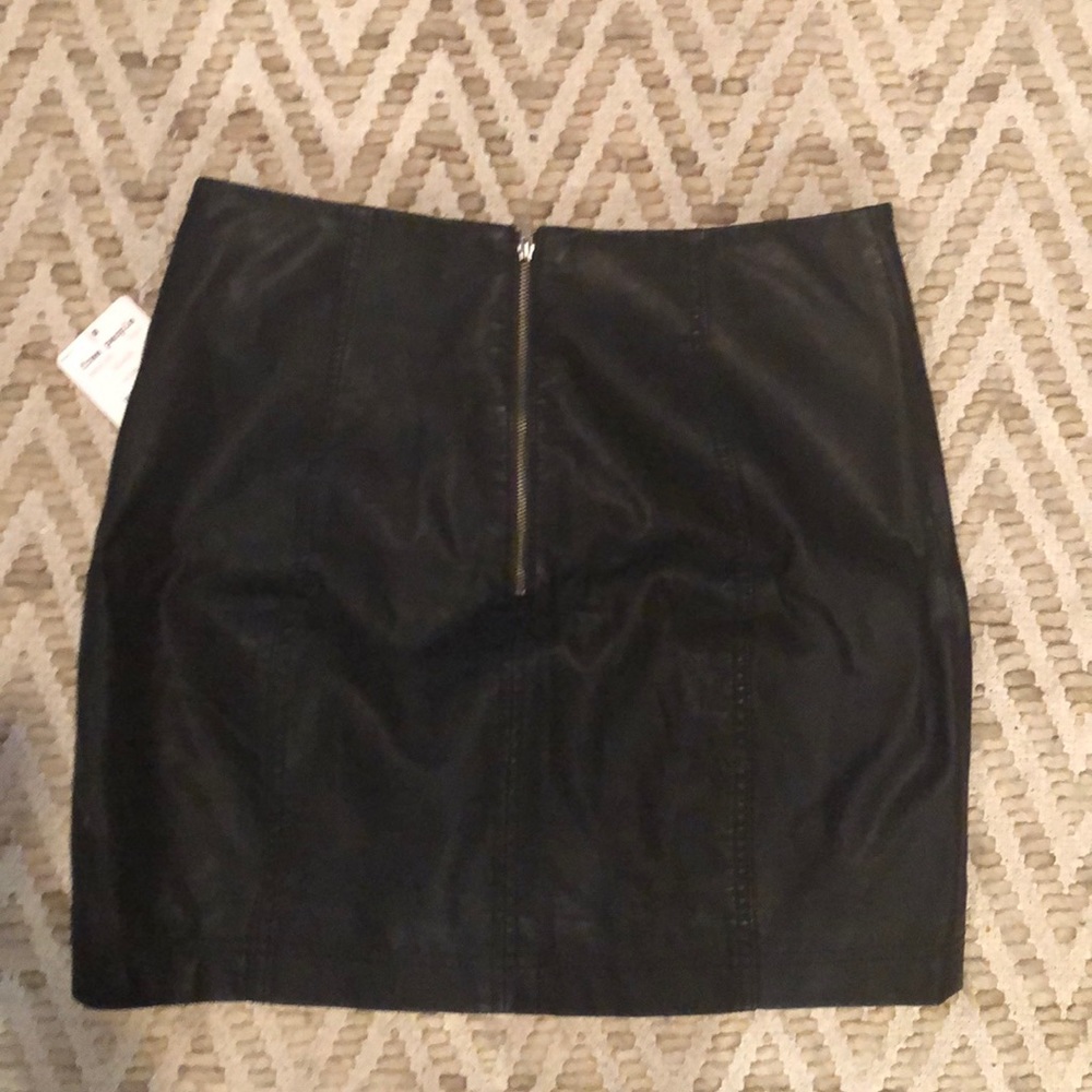 Black faux leather mini skirt